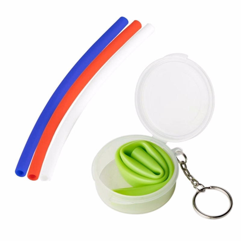 Silicone Straw Keychain Set