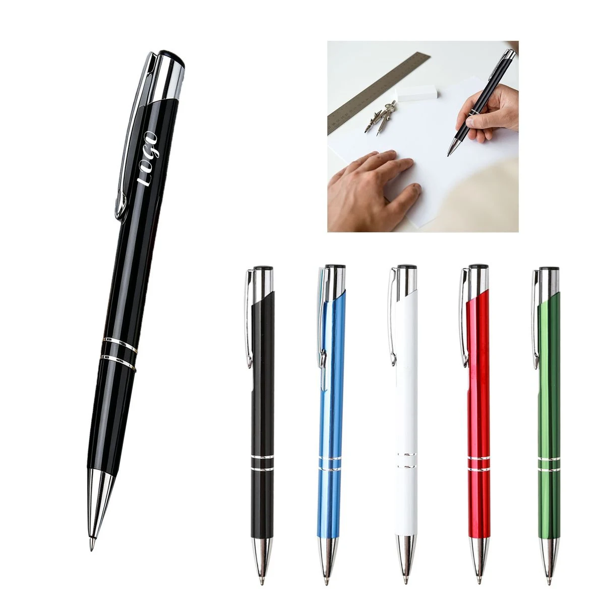 Aluminum Press Type Ballpoint Pen, custom pen with logo imprint 1