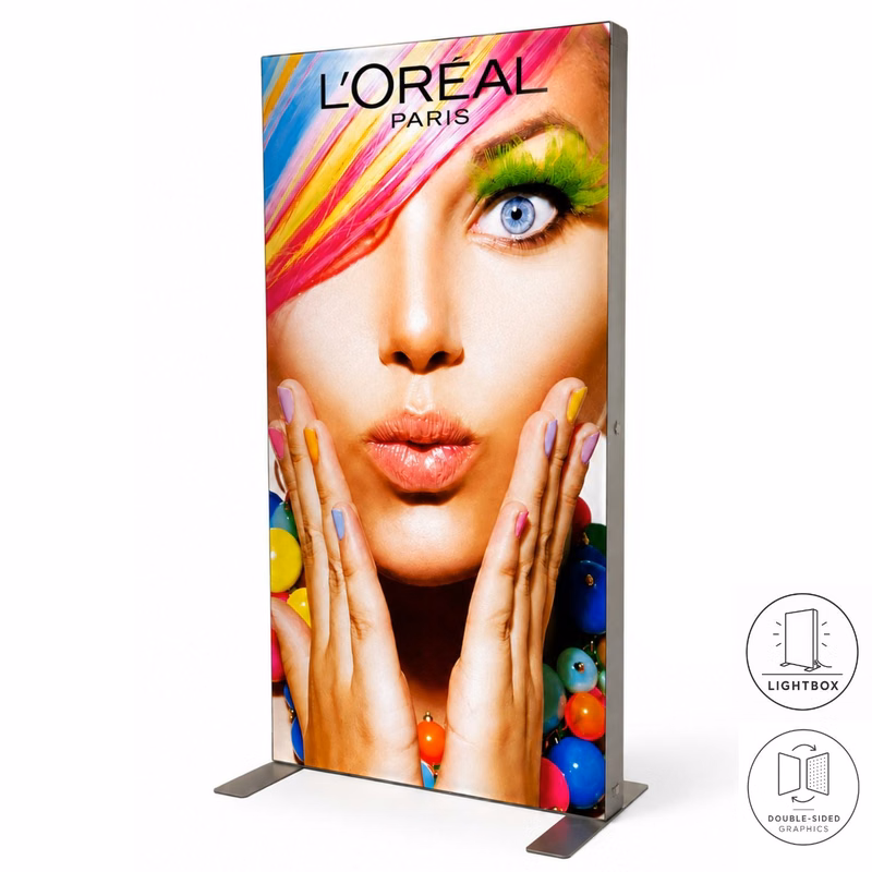 48Hr Quick Ship - Backlit LED Light Box SEG Floor Display Banner Kit, 40" x 80", NO SETUP CHARGE.
