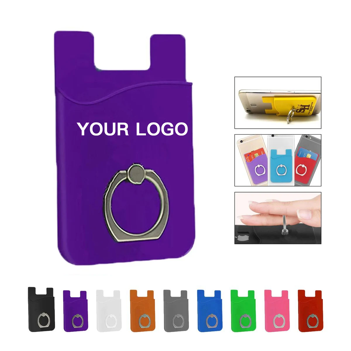 Phone Wallet Silicone Pocket with Ring Holder 1