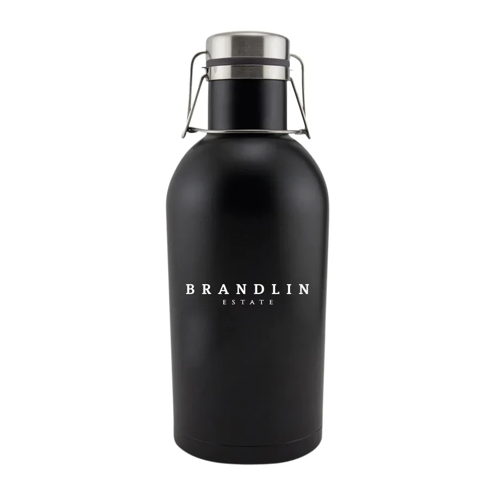 Insulated Steel Wine & Beer Growler (64oz), custom water bottle with logo imprint 1