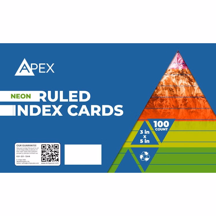 Neon Ruled Index Cards - 100ct