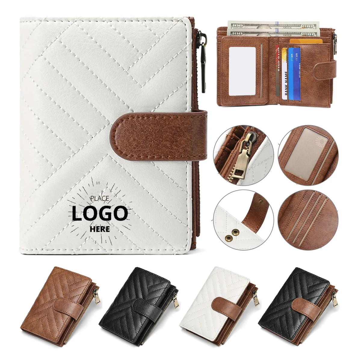 Women Leather Bifold Small Wallet 1