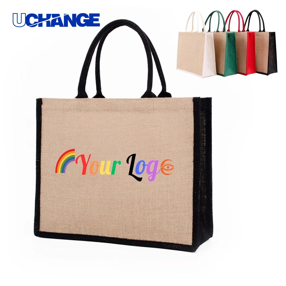 Jute Shopping Tote Bag, custom tote bag with logo imprint 1