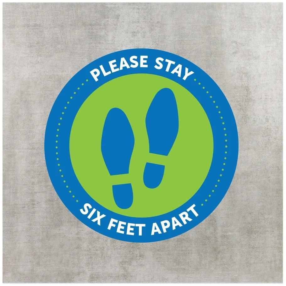 Social Distancing Floor Graphics Decal 18" round 1
