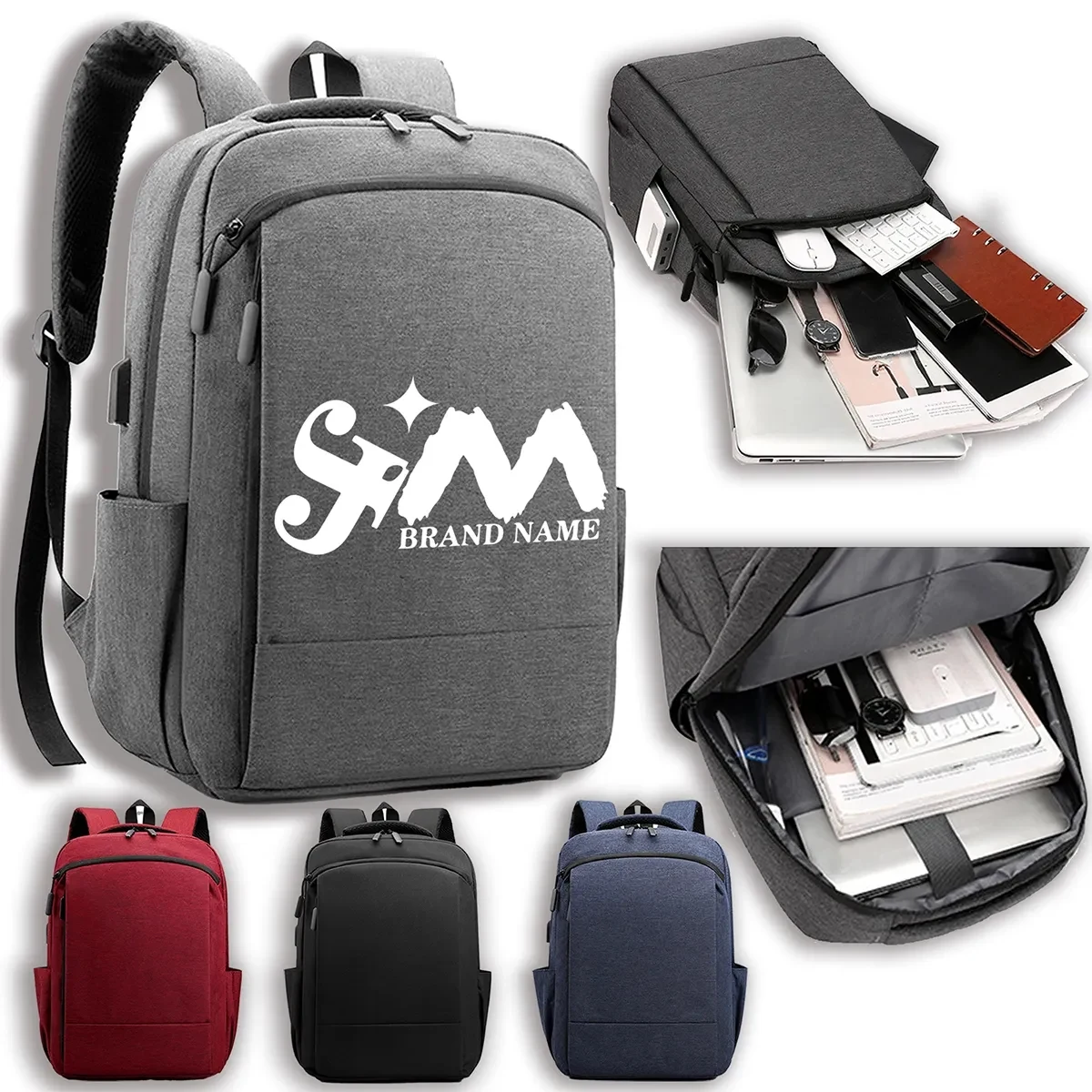 Business Anti Theft Slim Durable Backpack With Charging Port 1