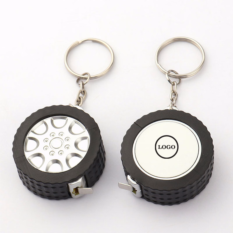 Tire Keychain with Retractable Tape Measure