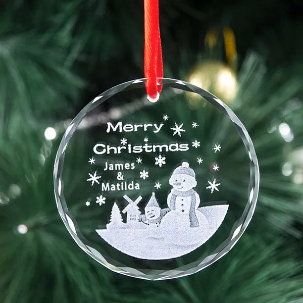 Round Facet Crystal Ornament - 3.15"