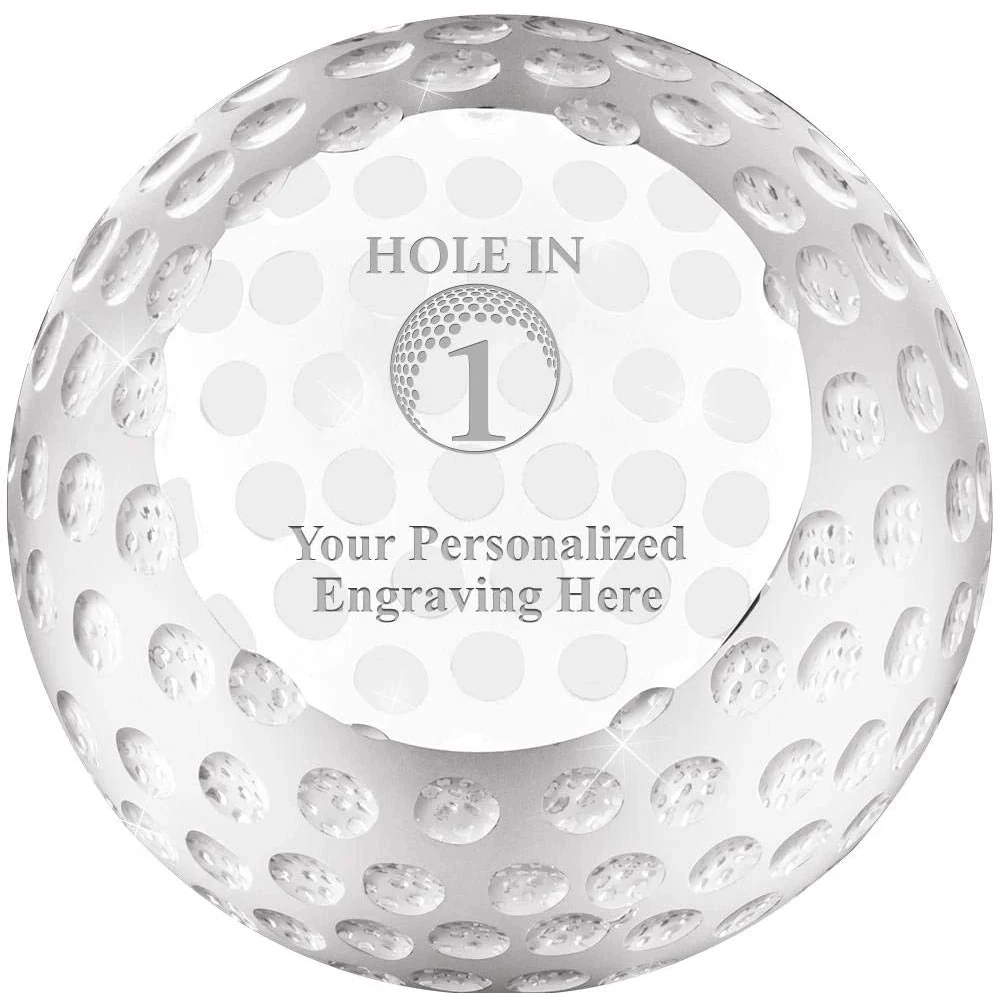 Personalised Crystal Golf Ball Paperweight 1