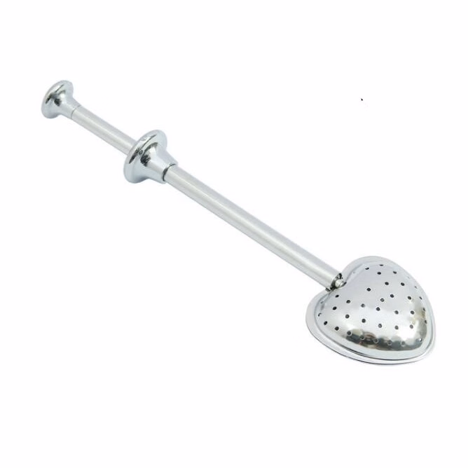 Stainless Steel Push Style Heart Shape Tea Strainer