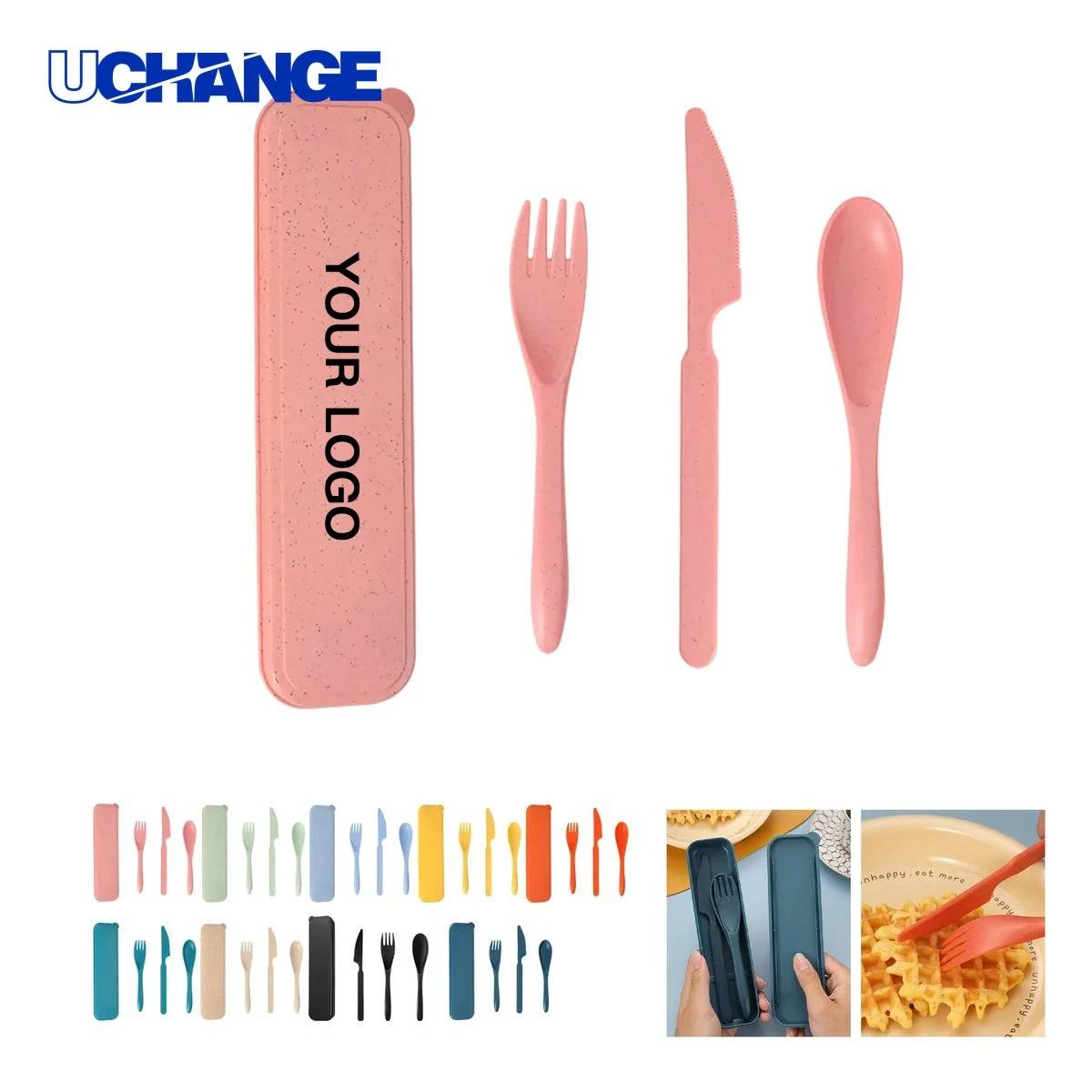 Wheat Straw Cutlery Set Three Pieces for Travel 1