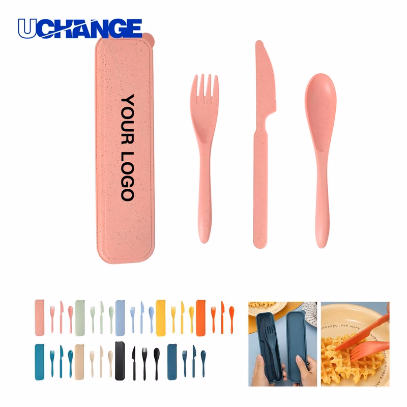 Wheat Straw Cutlery Set Three Pieces for Travel