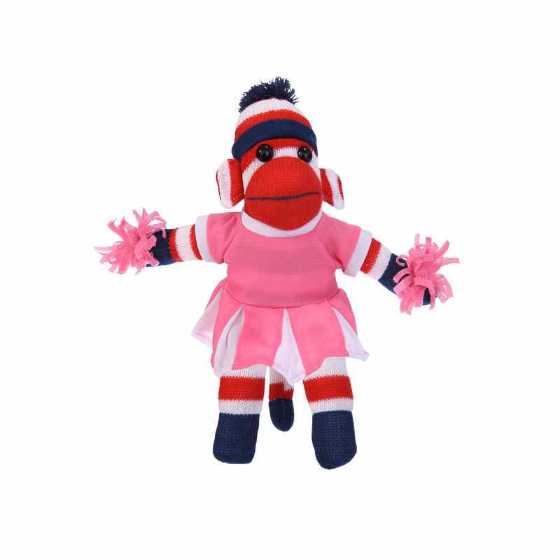 Patriotic Sock Monkey in Cheerleader Outfit