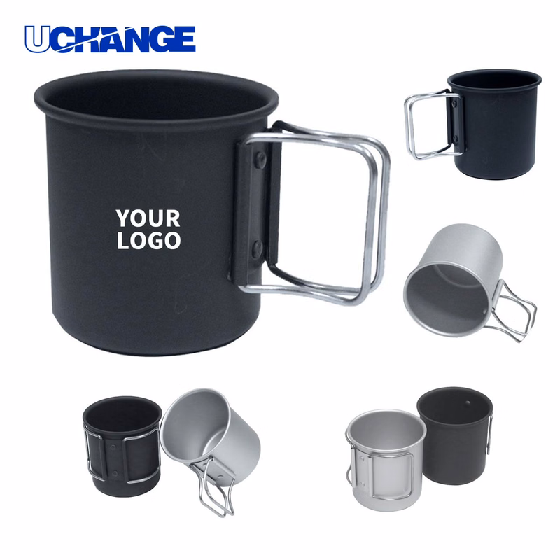 Aluminum Camping Cup 10 Oz with Foldable Handle