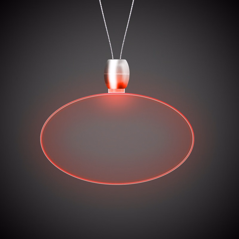 Oval Red Light-Up Acrylic Pendant Necklace