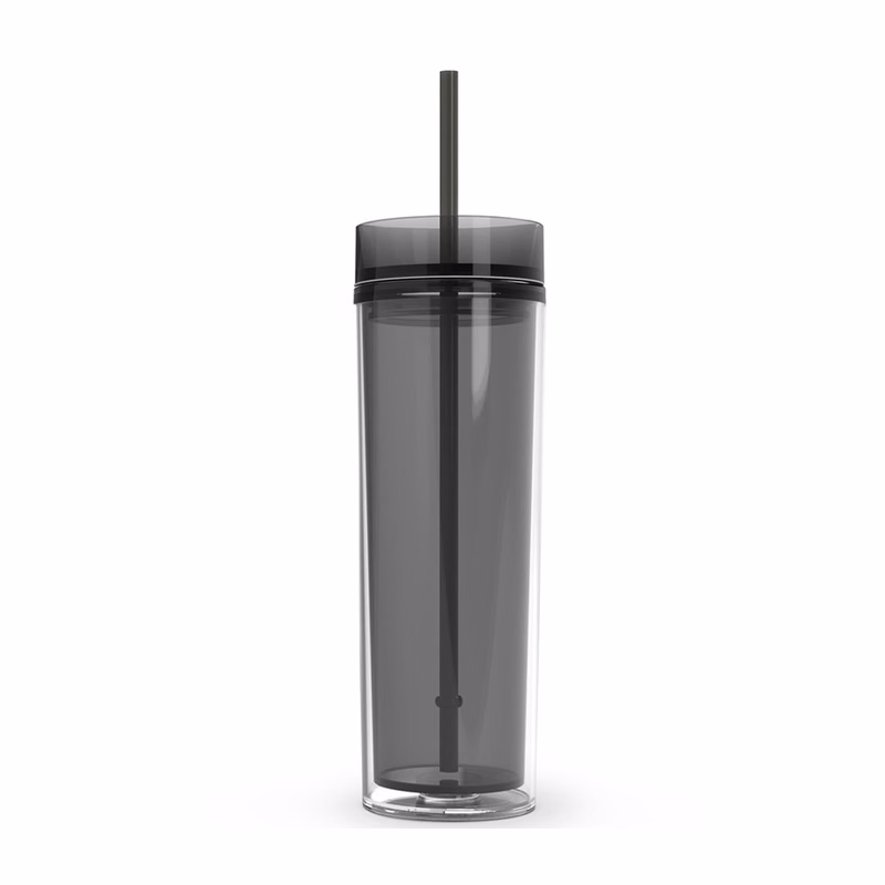 Double Wall Acrylic Tumbler with Lid and Straw, 16 oz.