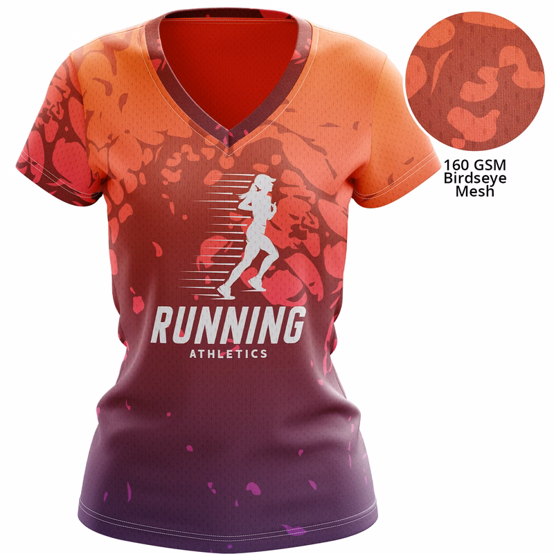Women's 160 GSM Birdseye Mesh Performance V-Neck Short Sleeve T-shirt