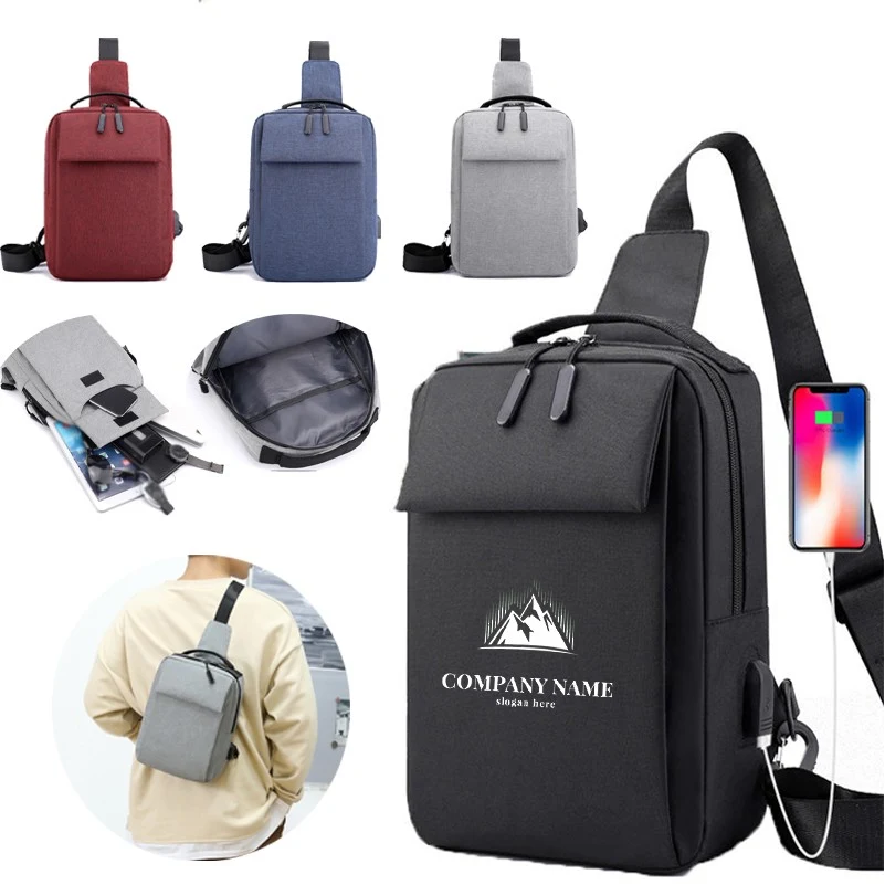Multifunction USB Charging Chest Bag Crossbody Sling Bag 1