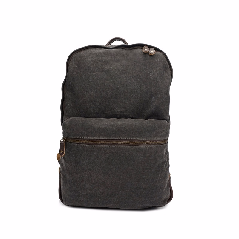 Zippered Pocket Leather Backpack