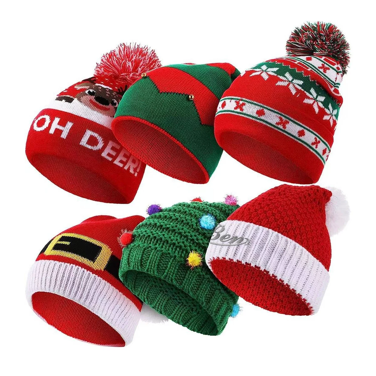 Six-piece Christmas knitted hat set 1