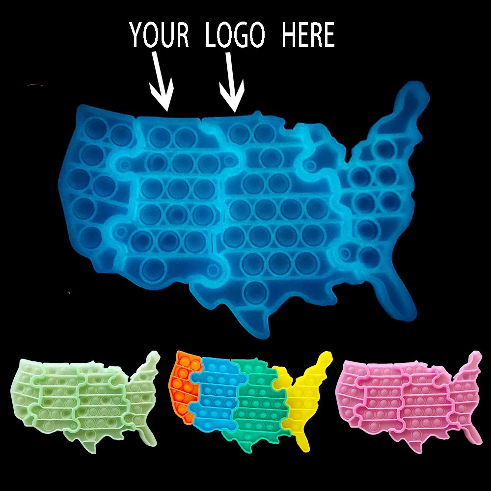 American Map Silicone Colorful Push Pop Bubbles Fidget Sensory Toy Autism Need 1