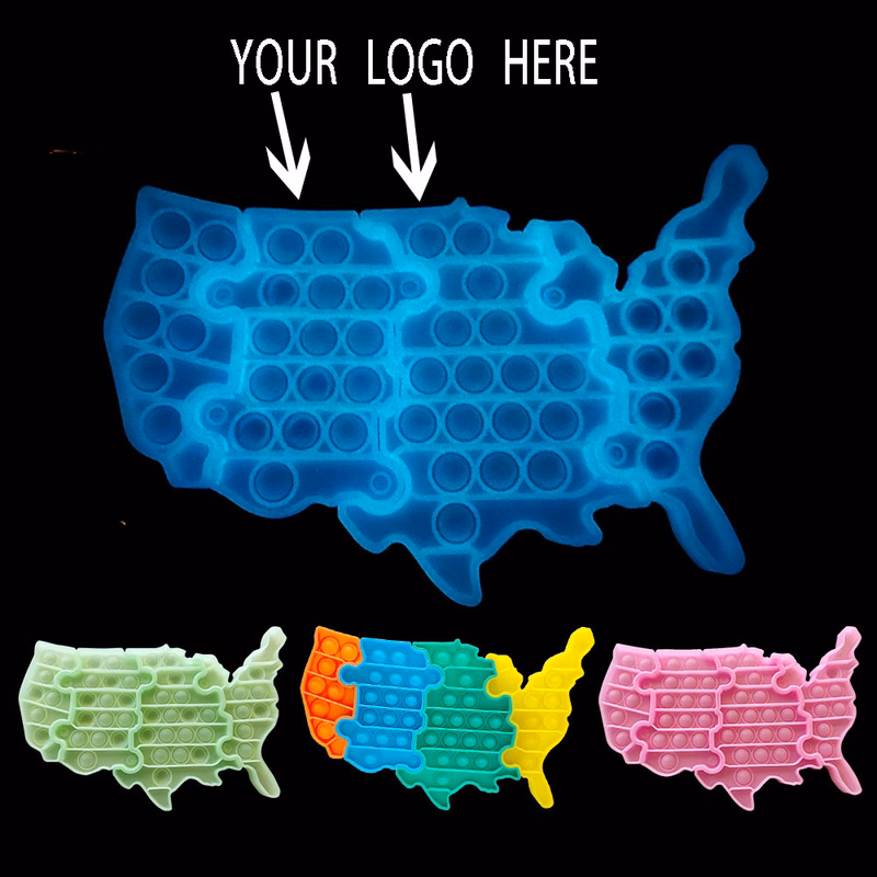 American Map Silicone Colorful Push Pop Bubbles Fidget Sensory Toy Autism Need