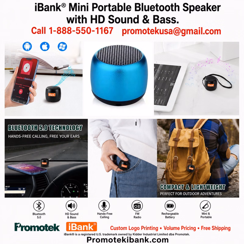 iBank ® Mini Portable Bluetooth Speaker with HD Sound & Bass