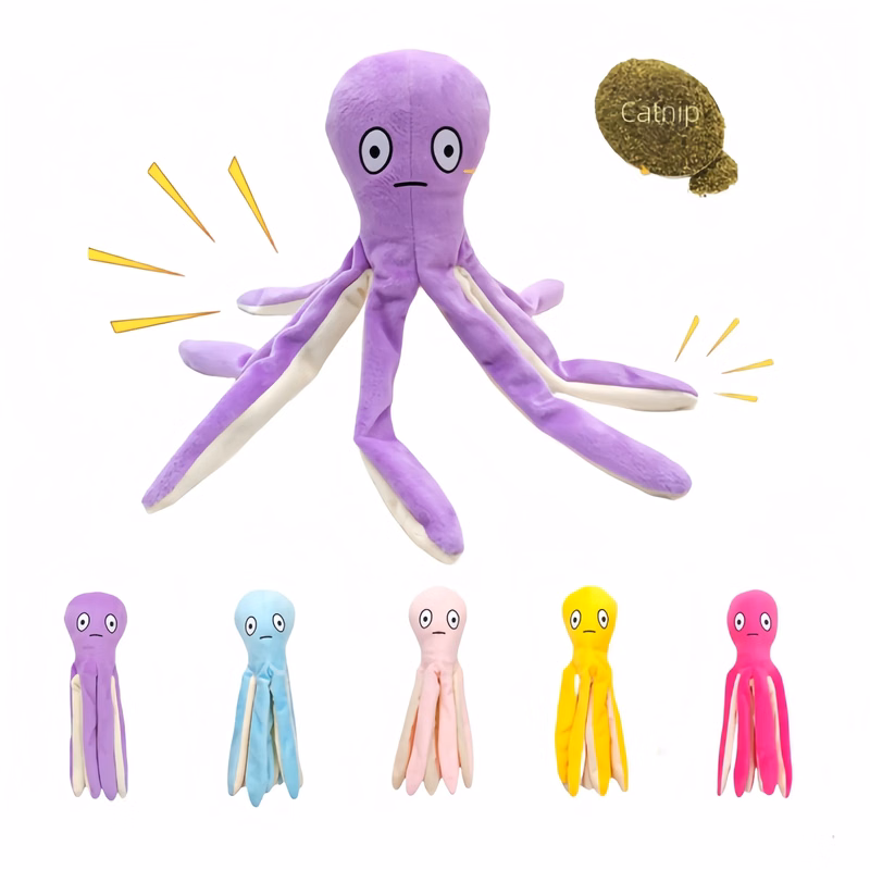Small doy octopus for puppy doll, cat squeaky plush toy