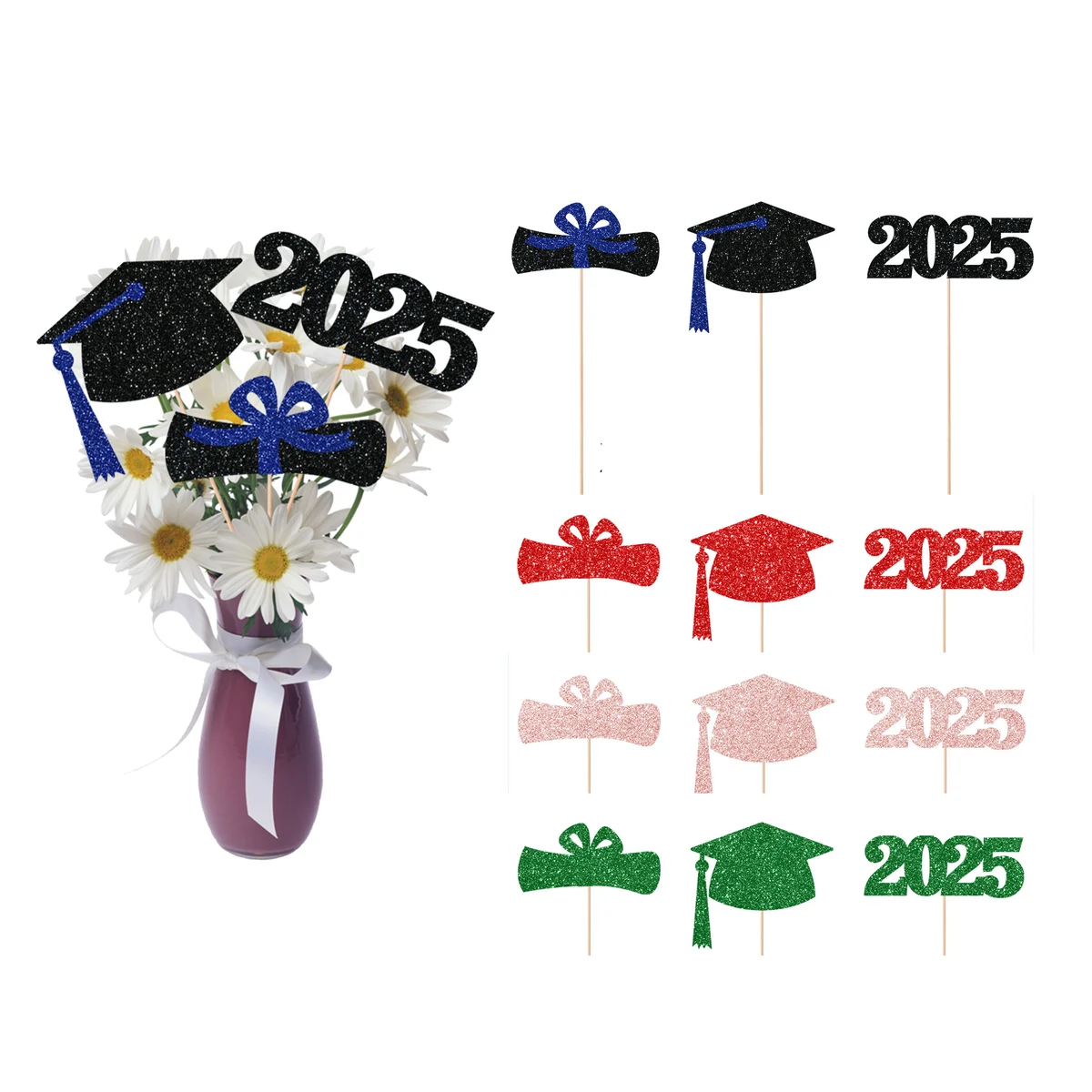 Glitter Graduation Table Centerpieces Sticks 1