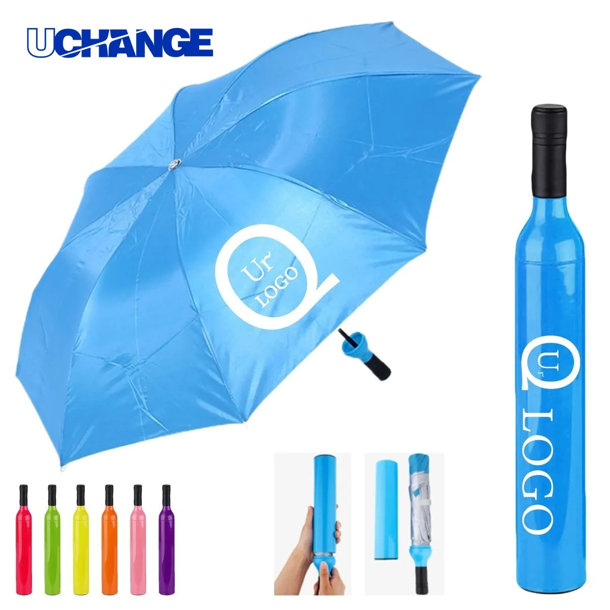 Wine Bottle-Shaped Folding Umbrella Creative Gift Design 1
