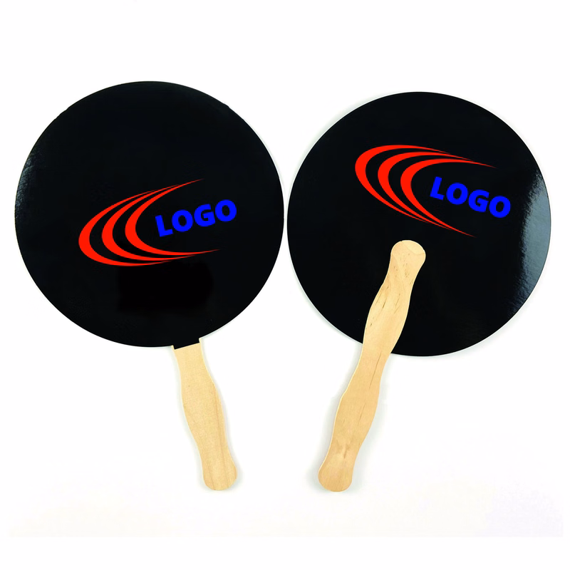 Practical Paper Fan With Wooden Handle Full Color