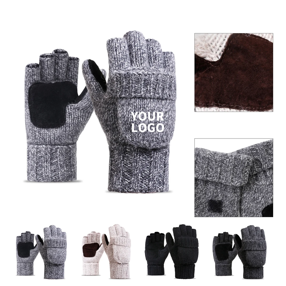Convertible Finger Knit Mitten Glove 1