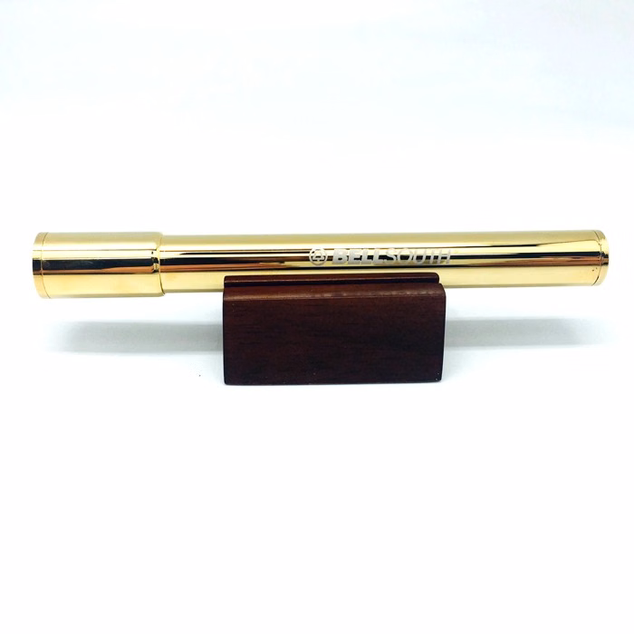 Slim Rotating Chamber Brass Kaleidoscope with Walnut Base
