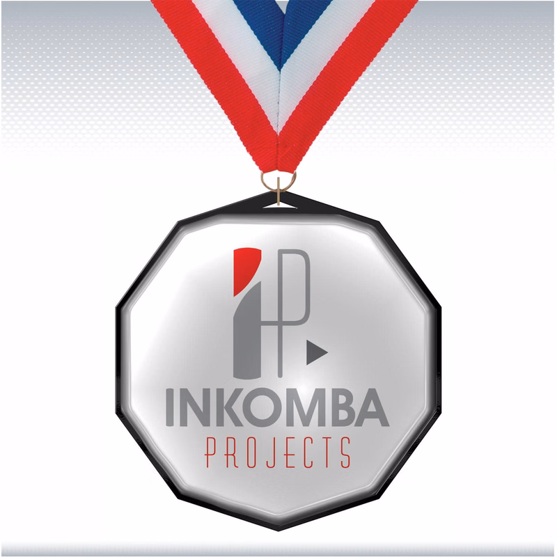 2" Black Decagon Full Color Insert Medal