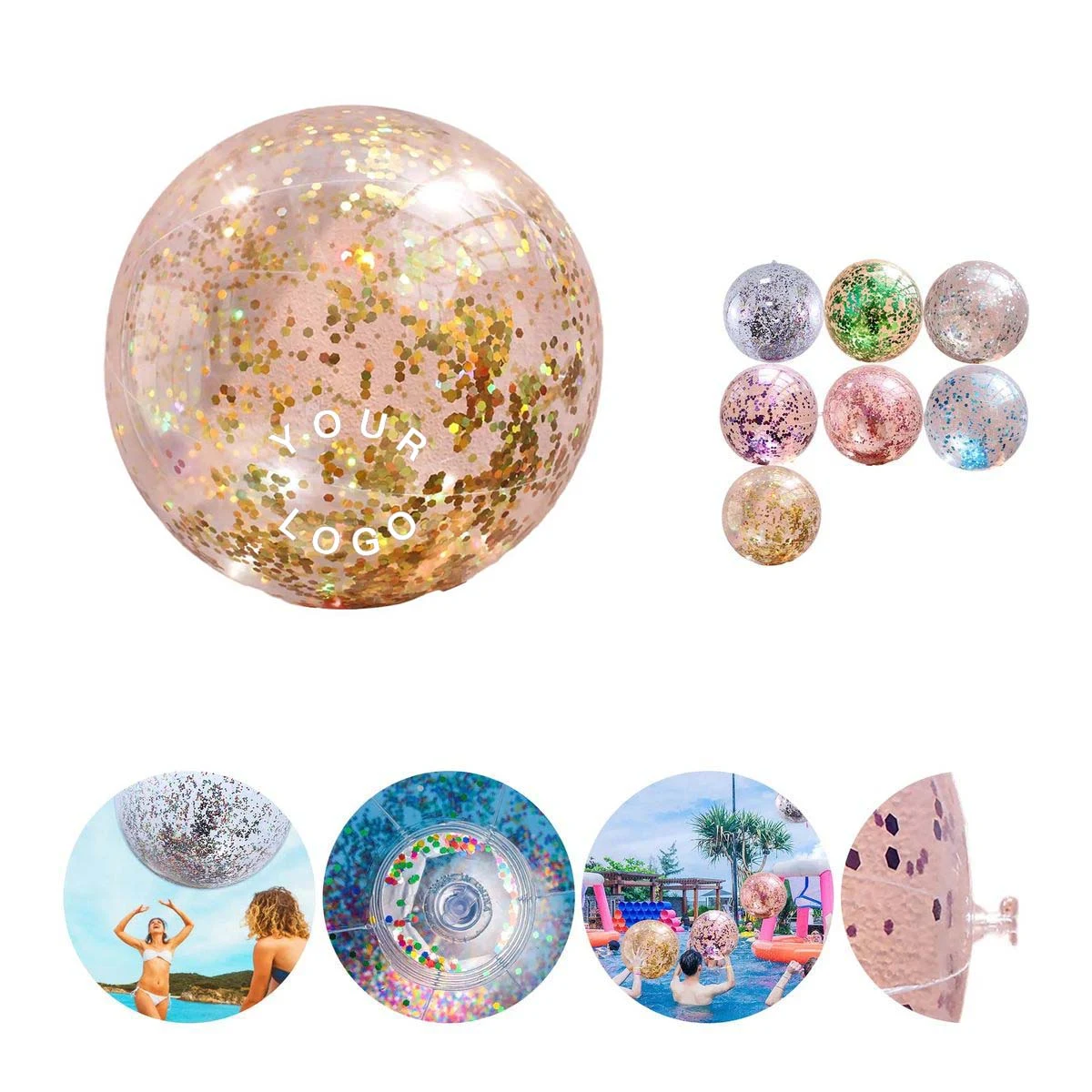 Inflatable Beach Ball with Sparkle Fill PVC 1