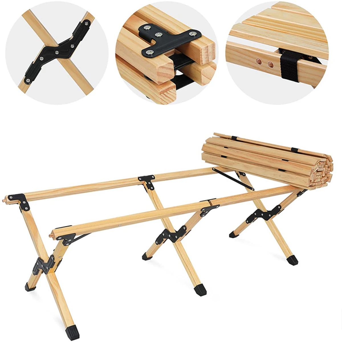 Portable Folding Wooden Travel Camping Table 1