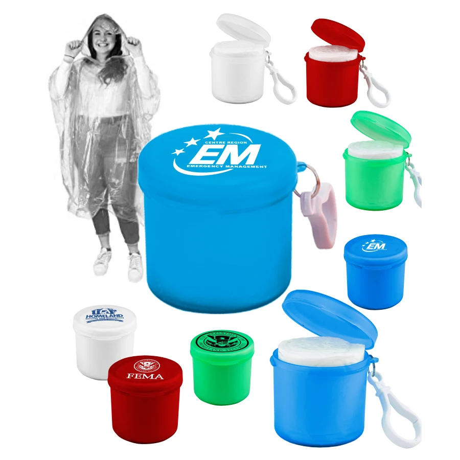 Rain Poncho with Case and Carabiner Clip 1