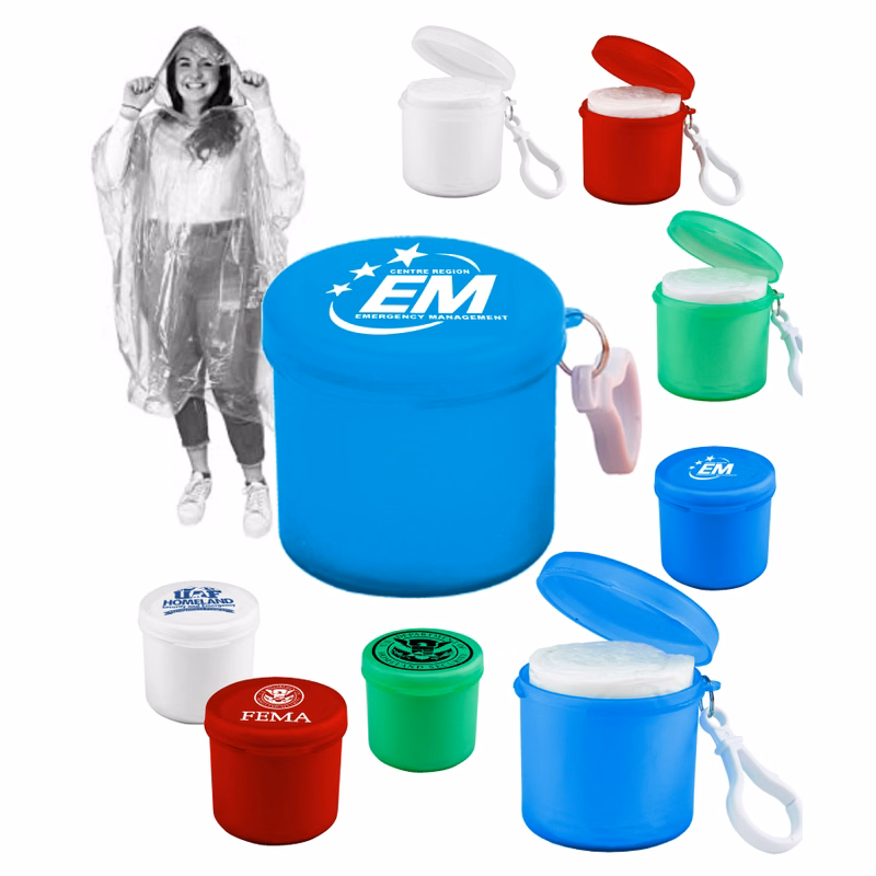 Rain Poncho with Case and Carabiner Clip