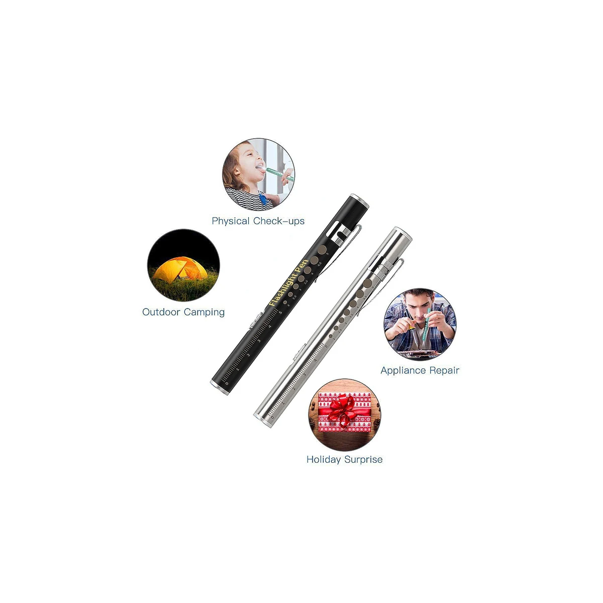Medical Flashlight Pen With Scale LED Dual Light Source 1