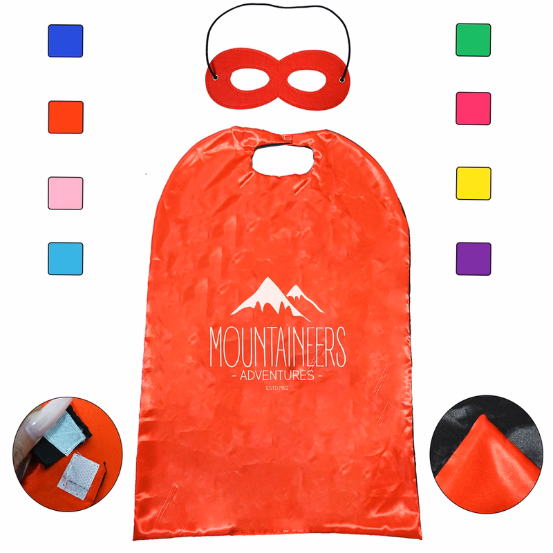 Kids Two-Ply Role Play Costume Cape & Mask Kit