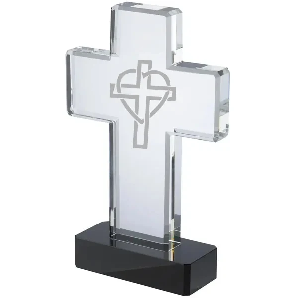 Crystal Cross Awards On Black Pedestal Base 1
