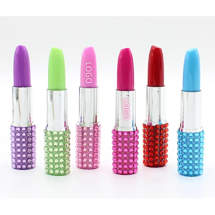 Rhinestone Crystal Lipstick Shape Ballpoint Pen 1