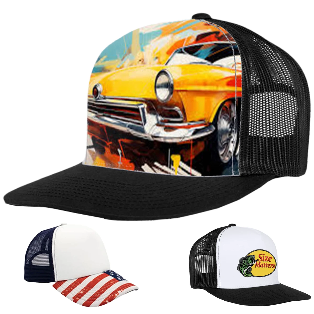 5 Panel Sublimation Polyester Mesh back Trucker Cap with Plastic Snapback 1