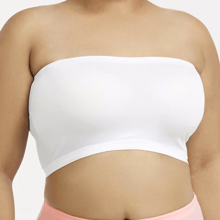 Women's Plus Size Seamless No Pad Tube Bras - White