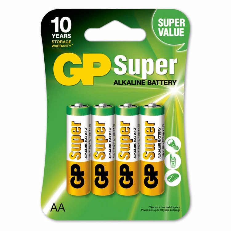 GP Super Alkaline AA Batteries - 4 Pack
