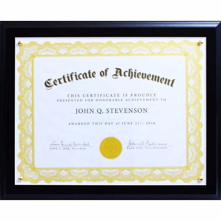Black Veneer Certificate Plaque