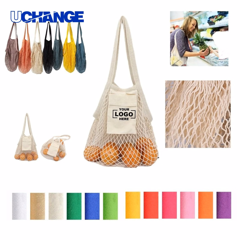 Collapsible Cotton Mesh Tote Breathable Foldable Shopping Bag