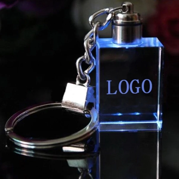 LED Light 3d/2d Laser Engraving Crystal Glass Keychain 1