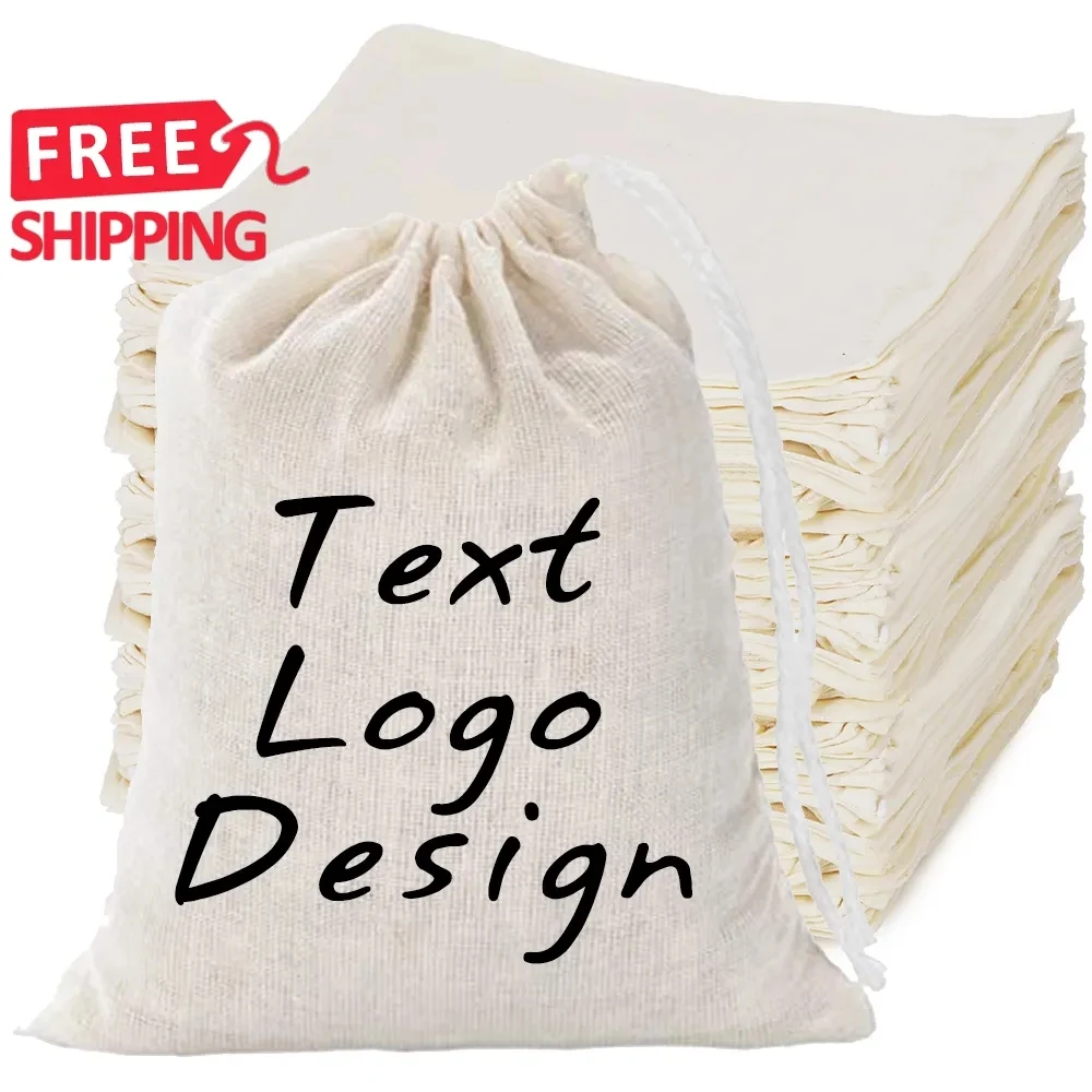 Cotton Linen Drawstring Gift Bag 1
