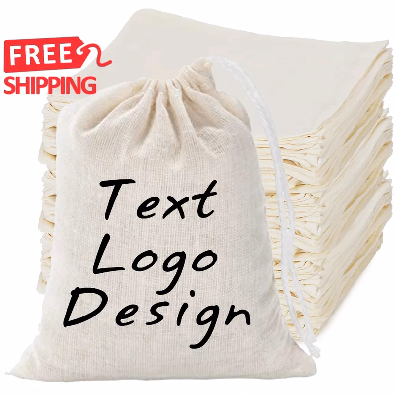 Cotton Linen Drawstring Gift Bag